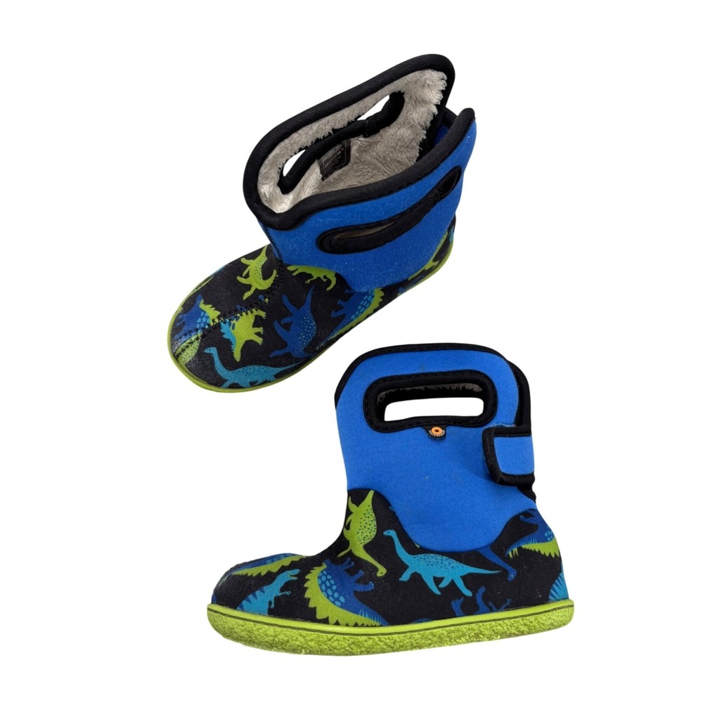 Bogs Kids Boots Dino Blue Green Dinosaur Waterproof Winter Boots Pull On Size 9